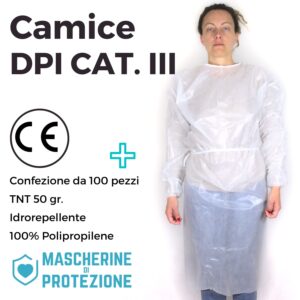 Camici monouso TNT 45 gr. Laminato CE DPI Cat.3