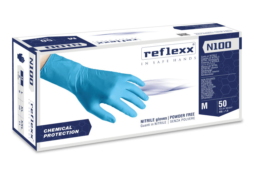 Guanti In Nitrile Protezione Chimica Reflexx N100 – gr. 14 (M)