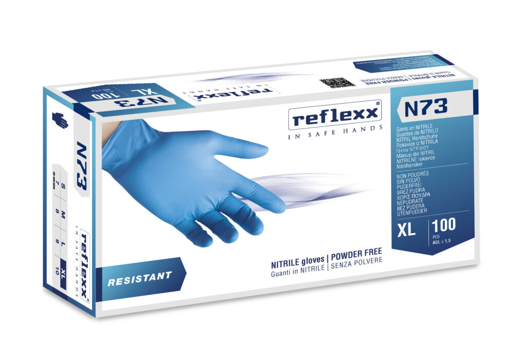Guanti In Nitrile Senza Polvere Reflexx N73 – gr. 4,5 (M)
