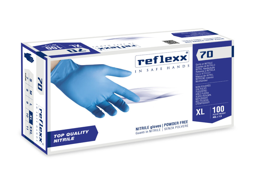 Guanti In Nitrile Senza Polvere Reflexx 70 – gr. 4,9 (M)