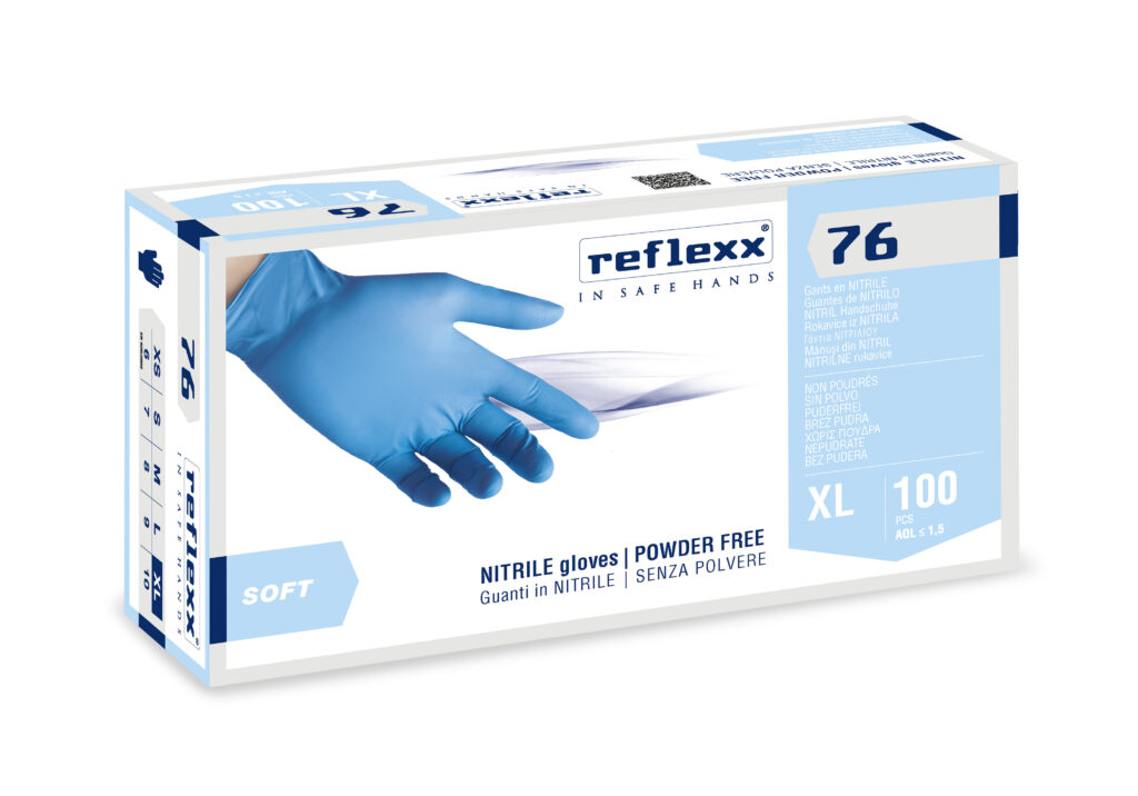 Guanti In Nitrile Senza Polvere Reflexx 76 – gr. 3,5 (M)