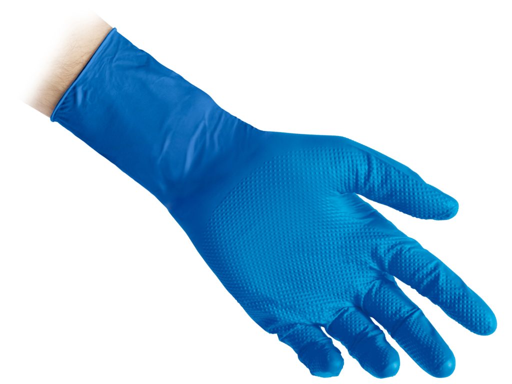 Guanti In Nitrile Senza Polvere Full Grip blu Reflexx N65 Plus – Extra Lungo 29 cm – gr. 9,2