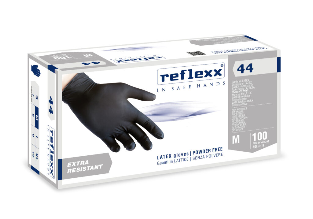 Guanti In Lattice Neri Senza Polvere Reflexx 44 – gr. 6,2 (M)