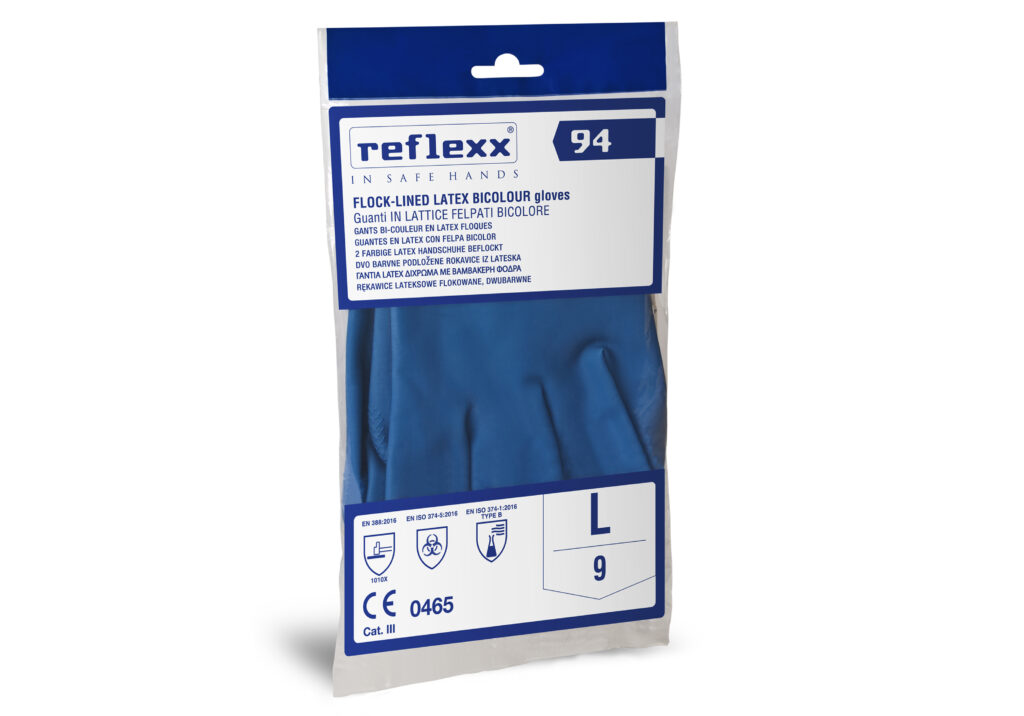 Guanti in lattice Riutilizzabili Bicolore Reflexx 94 – gr. 80 (M)