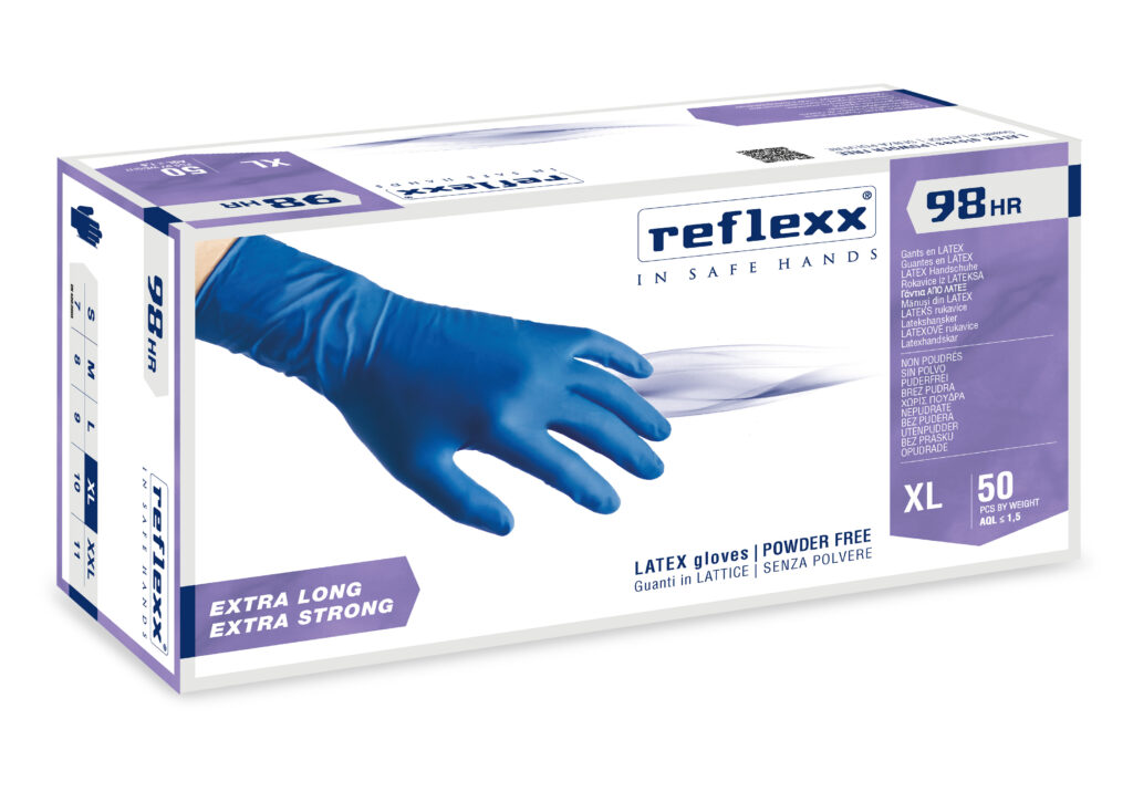 Guanti In Lattice High Risk blu Senza Polvere Reflexx 98 – gr. 18,5 (M)