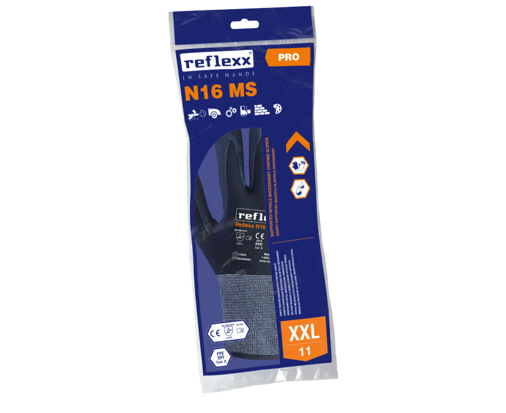 Guanti da lavoro Supportati In Nitrile MicroSandy Reflexx N16 MS